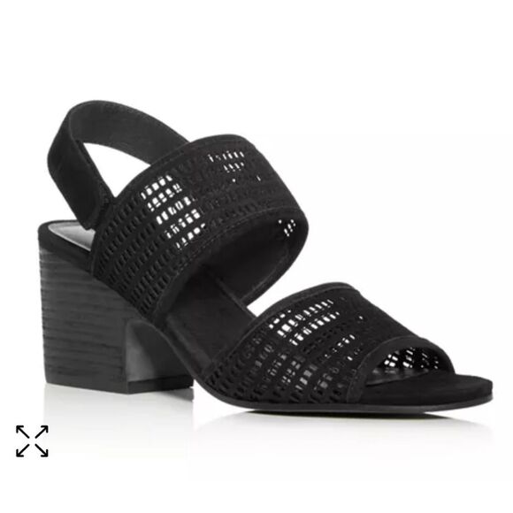 Eileen Fisher Finn Suede Mesh Black Open Toe Sandals Size 8.5 Comfort - Picture 10 of 10